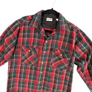 Vintage Field‎ & Stream Mens Red Green Plaid Flannel Shirt Outdoor Lodgecore 90s